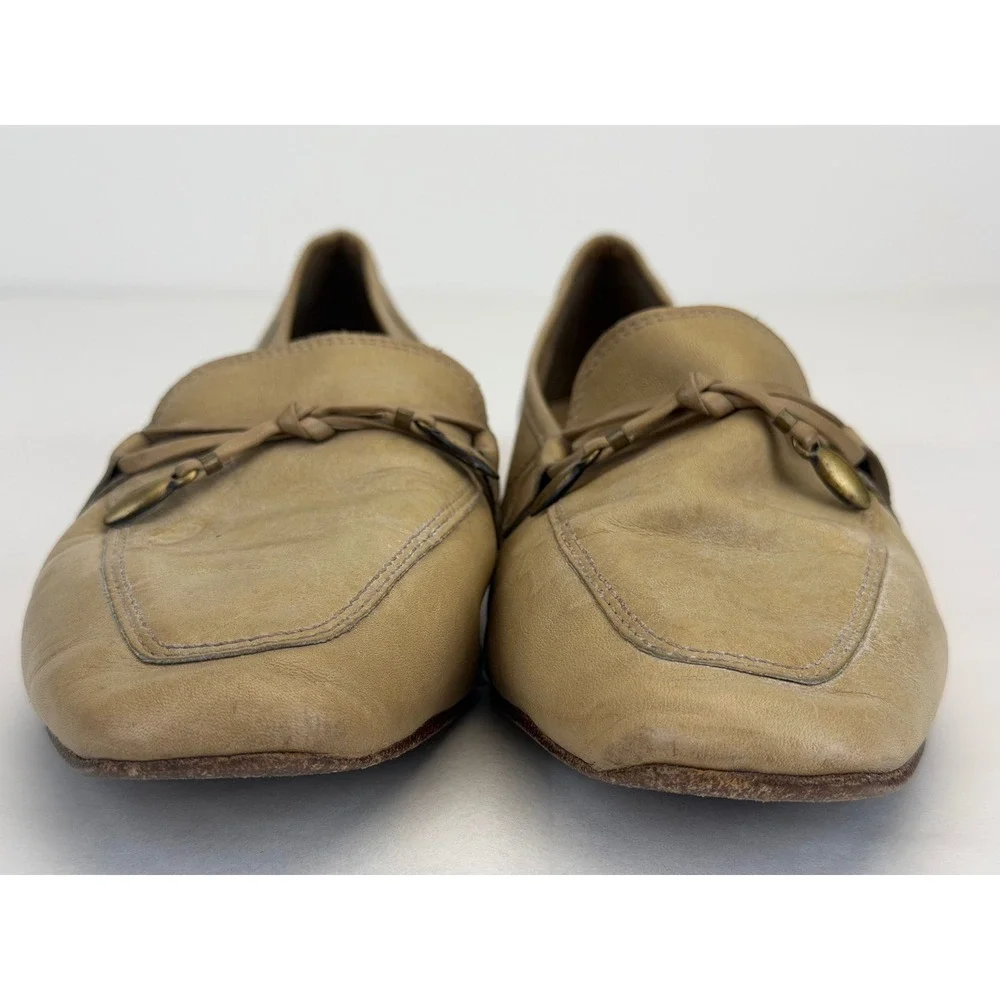 Enzo Angiolini Loafers Womens 9M Tan Leather Square Toe Vintage 90s Flats